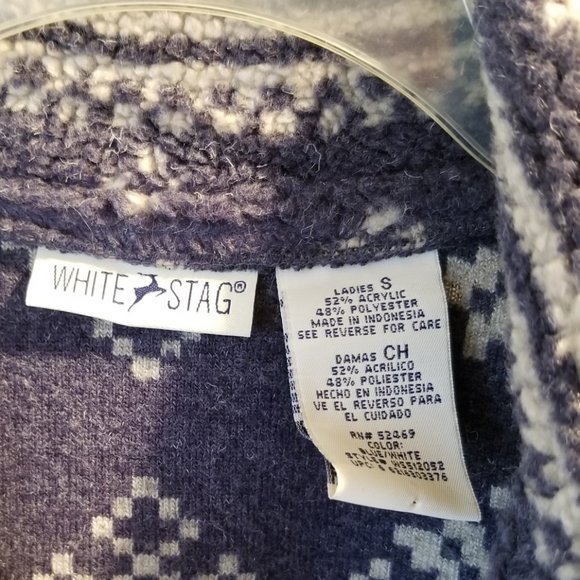 Women’s White Stag Cardigan Sweater Blue and White Ladies size S - Picture 9 of 9